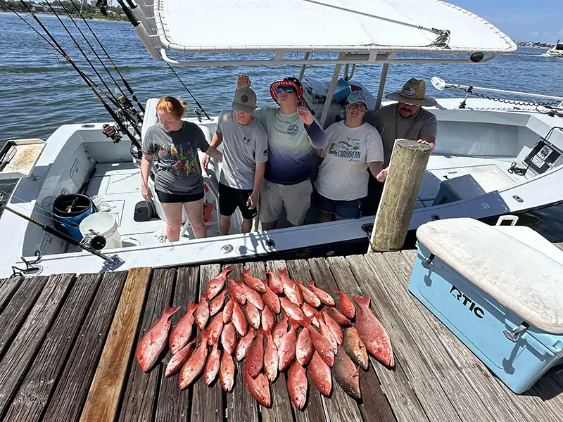 Anglers enjoying a guided fishing trip on the Pensacola Gulf Coast